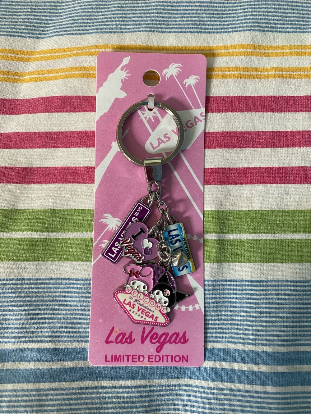Sanrio Pink, Purple & Blue Las Vegas Charm Keyring